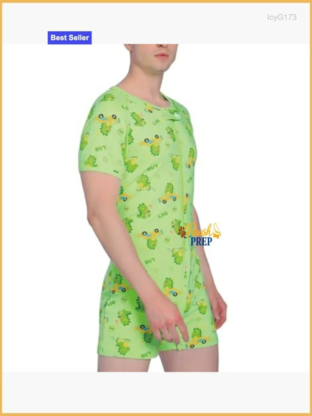 Men's Dinosaur Print Cotton Romper One-Piece Pajamas with Snap Crotch